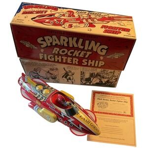 Schylling Sparkling Rocket Fighter Ship - Flash Gordon friction powered tin toy